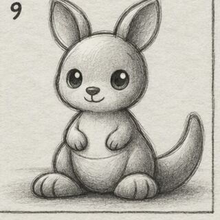 Canguru desenhado a lápis