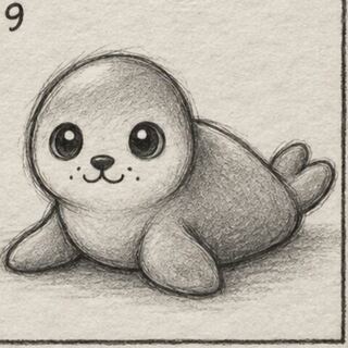 Foca desenhado a lápis