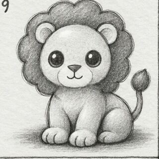 Leão desenhado a lápis