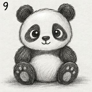 Panda desenhado a lápis