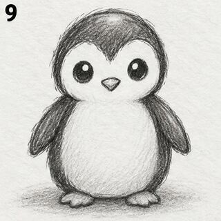 Pinguim desenhado a lápis