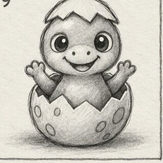 Dino bebê desenhado a lápis