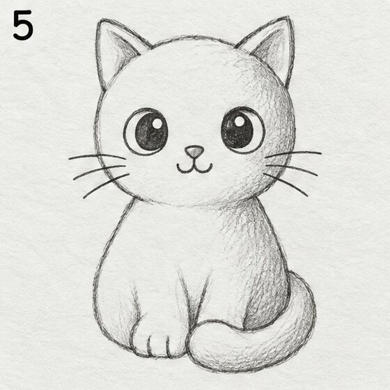 Gatinho com a primeira camada de sombra do lado direito